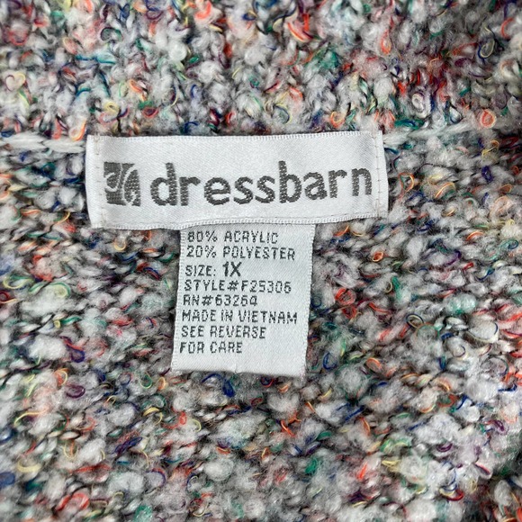 Dressbarn 1X Fuzzy Multicolor Fiber Collared Button-Up Cardigan - Picture 11 of 11